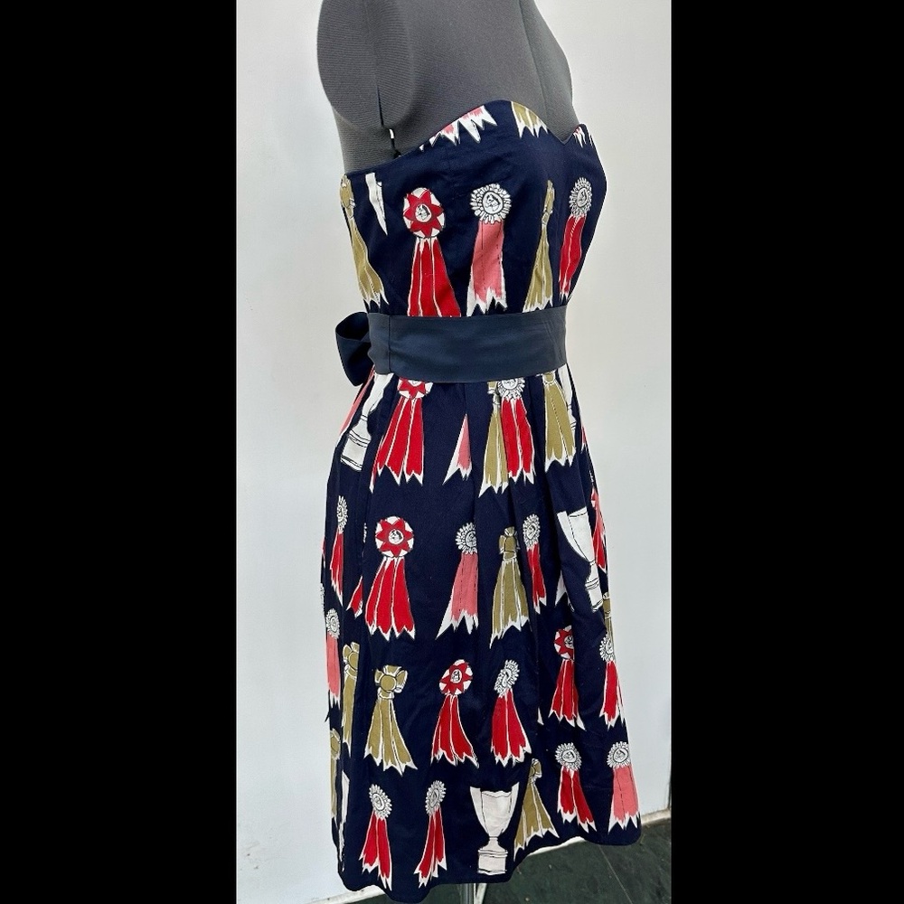 WE LOVE VERA ANTHROPOLOGIE HIGHEST ACCOLADES STRAPLESS DRESS HORSE RACE DERBY 2 - Picture 3 of 9